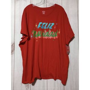 Feliz Navidad Shirt Ladies 4x Red Sleep T-shirt‎ Christmas